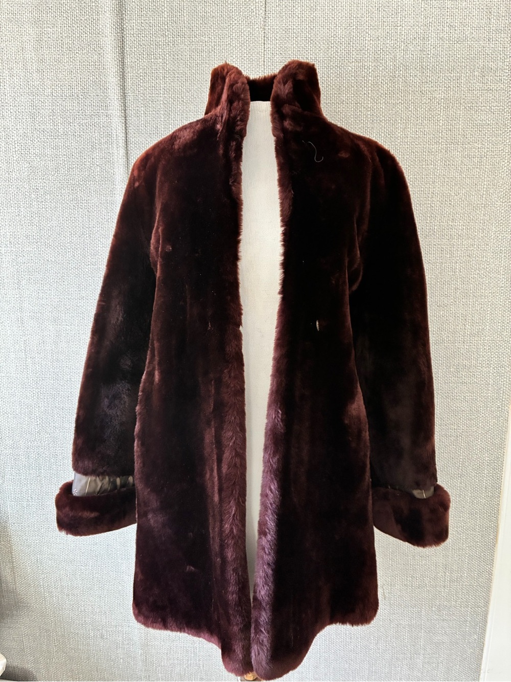 Vogue Plush Teddy Jacket in Deep Wine